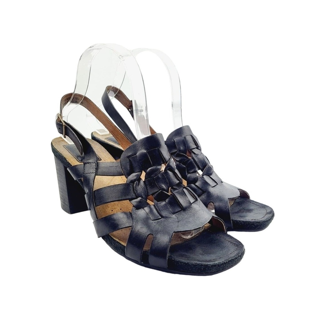 CLARKS Womens Black‎ Crisscross Straps Round Toe Block Heel Dress Sandals Size 9
